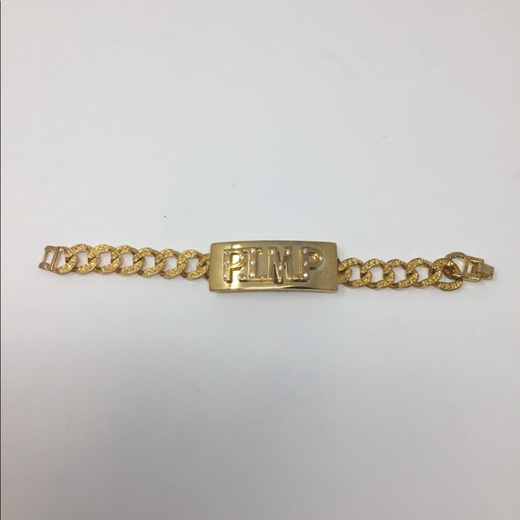 Gold Tone Pimp Men's Halloween Bracelet - Picture 3 of 3